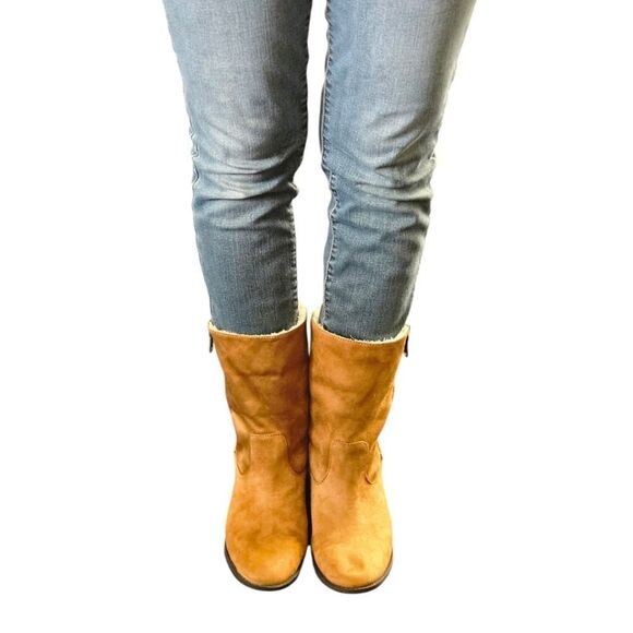 MAURICE'S REGINA FOX FUR ROLL DOWN ANKLE ZIP BOOTS SIZE 10M - Picture 2 of 16